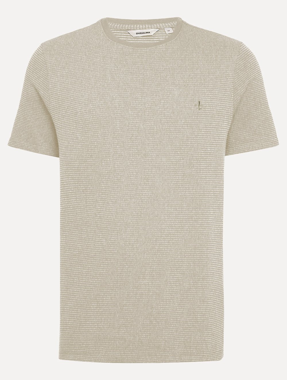 Camiseta Dudalina Regular Fit Listras Relevo Cáqui Claro
