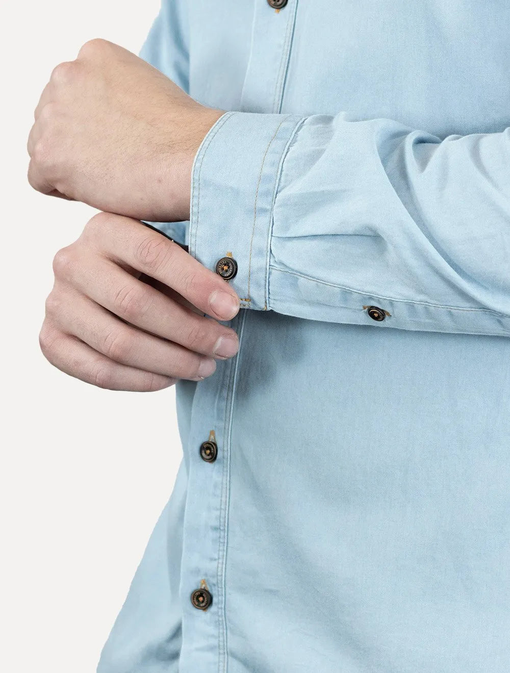 Camisa Dudalina Masculina Milano Essentials Lisa Azul Jeans Claro