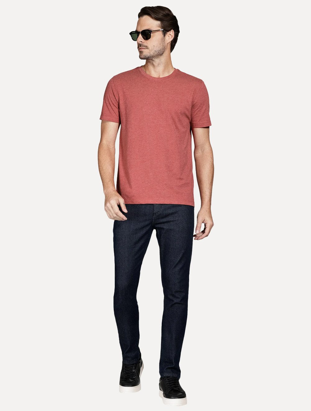 Camiseta Aramis Masculina Basic Lisa Mono Logo Vermelha Mescla