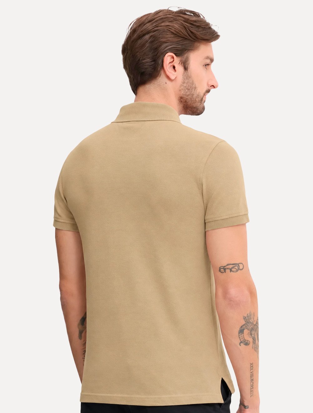 Polo Tommy Jeans Masculina Piquet Regular Placket Cáqui