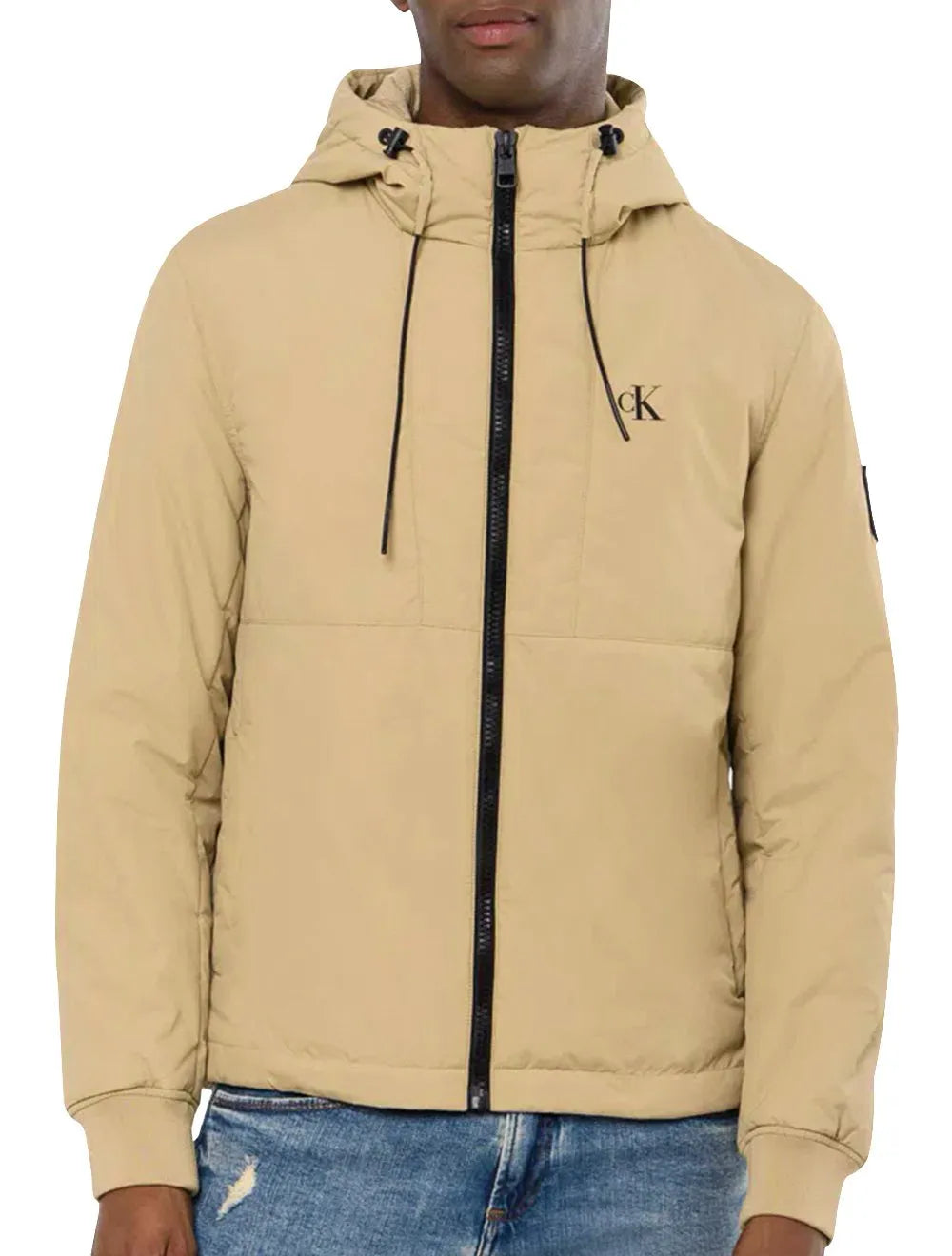 Jaqueta Calvin Klein Jeans Masculina Reciclada Chest Logo Cáqui Claro