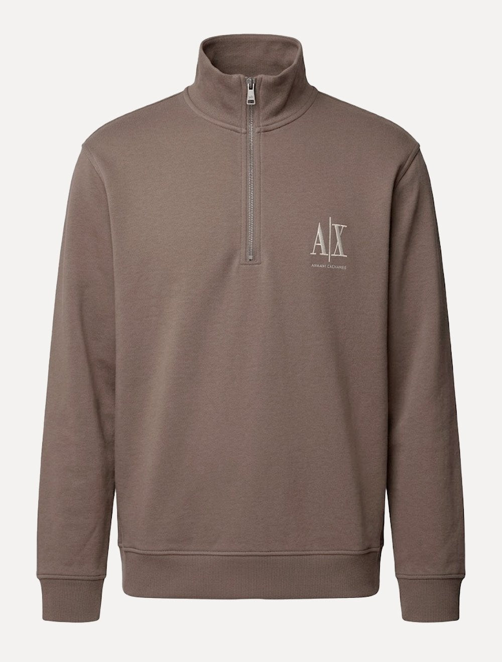 Casaco Moletom Armani Exchange Masculina Embroidery AX Logo Marrom Médio