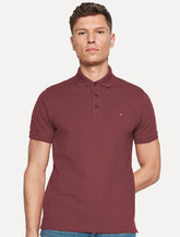 Polo Tommy Hilfiger Masculina Piquet Regular Placket Vermelho Escuro