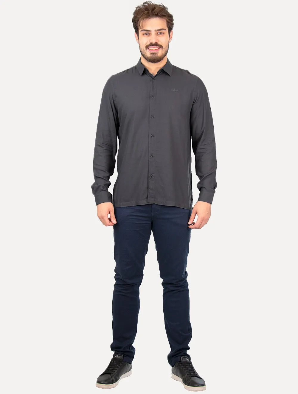 Camisa Colcci Masculina Relax Logo Grafite