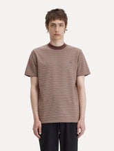 Camiseta Fred Perry Masculina Fine Stripe Heavy Weight Tee Marrom/Caqui