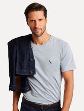 Camiseta Reserva Masculina Regular Paris Neck Logo Cinza Mescla