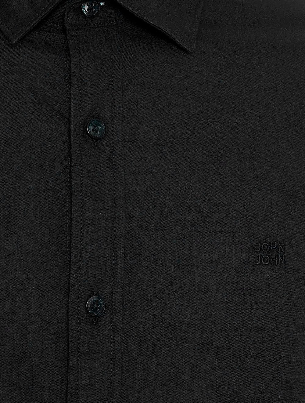 Camisa John John Masculina Regular Manga Curta Rustic Mono Logo Preta