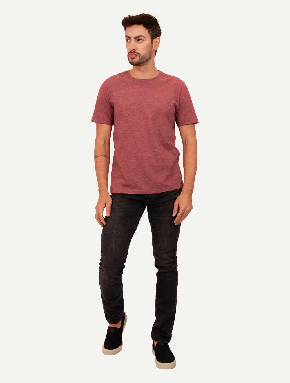 Camiseta Dudalina Masculina Melange Color Vermelho Mescla