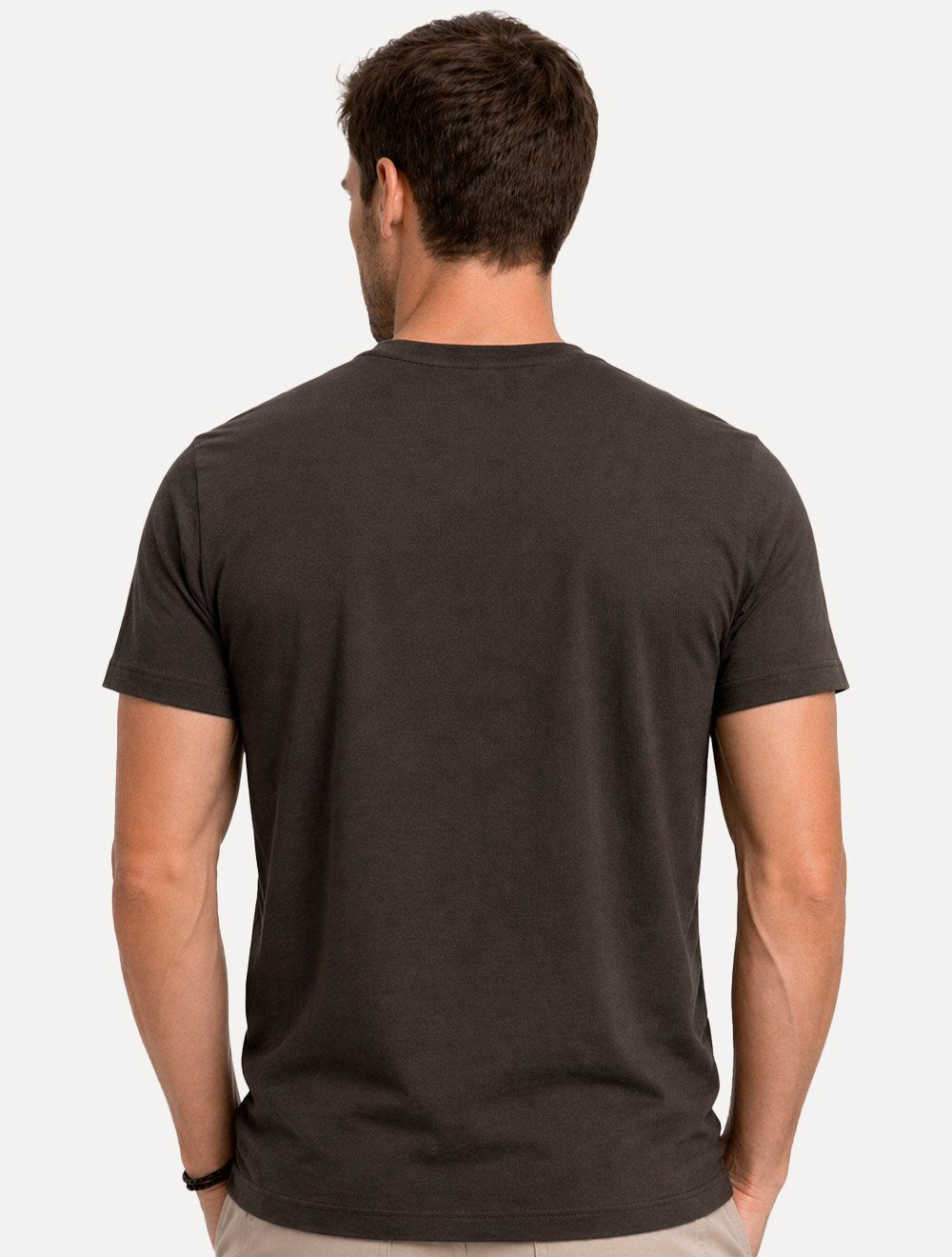 Camiseta K&J Black Masculina Cotton Flex Slim Marrom
