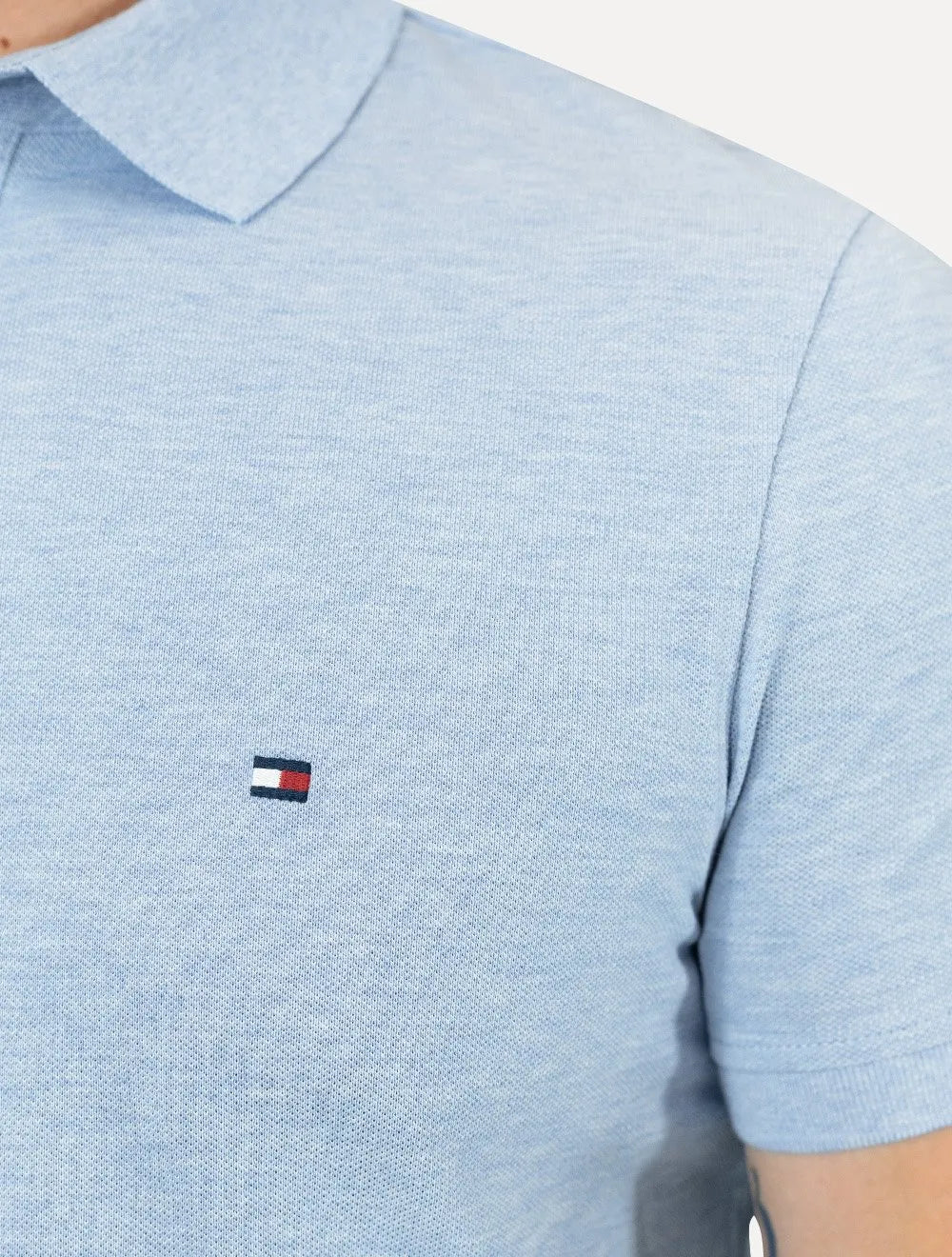 Polo Tommy Hilfiger Masculina Regular Piquet 1985 Azul Claro Mescla