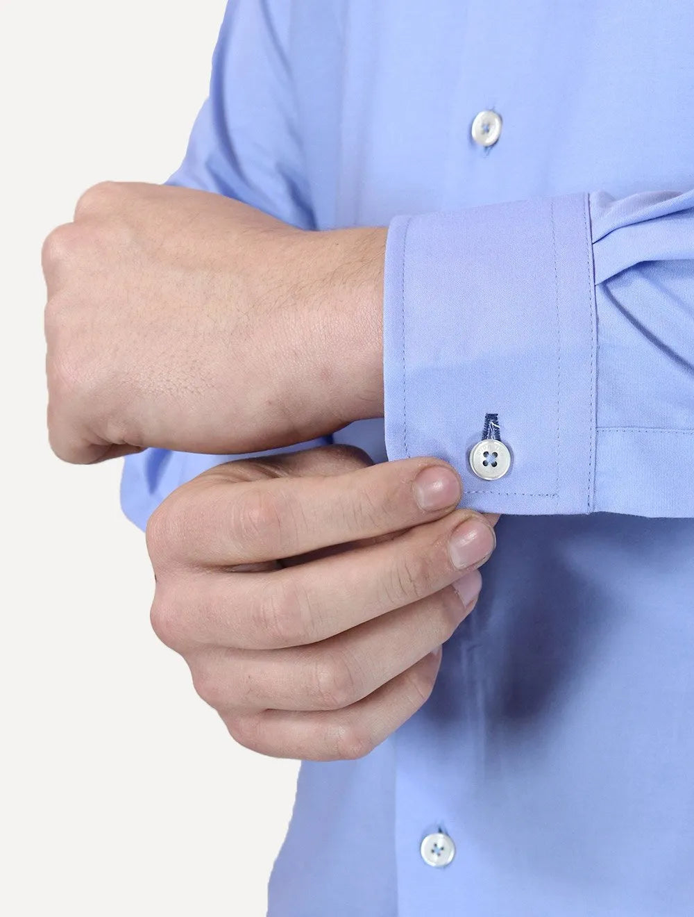 Camisa Dudalina Masculina Slim Superfine Cotton Light Lisa Azul Médio