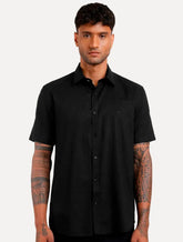 Camisa Aramis Masculina Manga Curta Tricoline Stretch Pocket Mono Preta