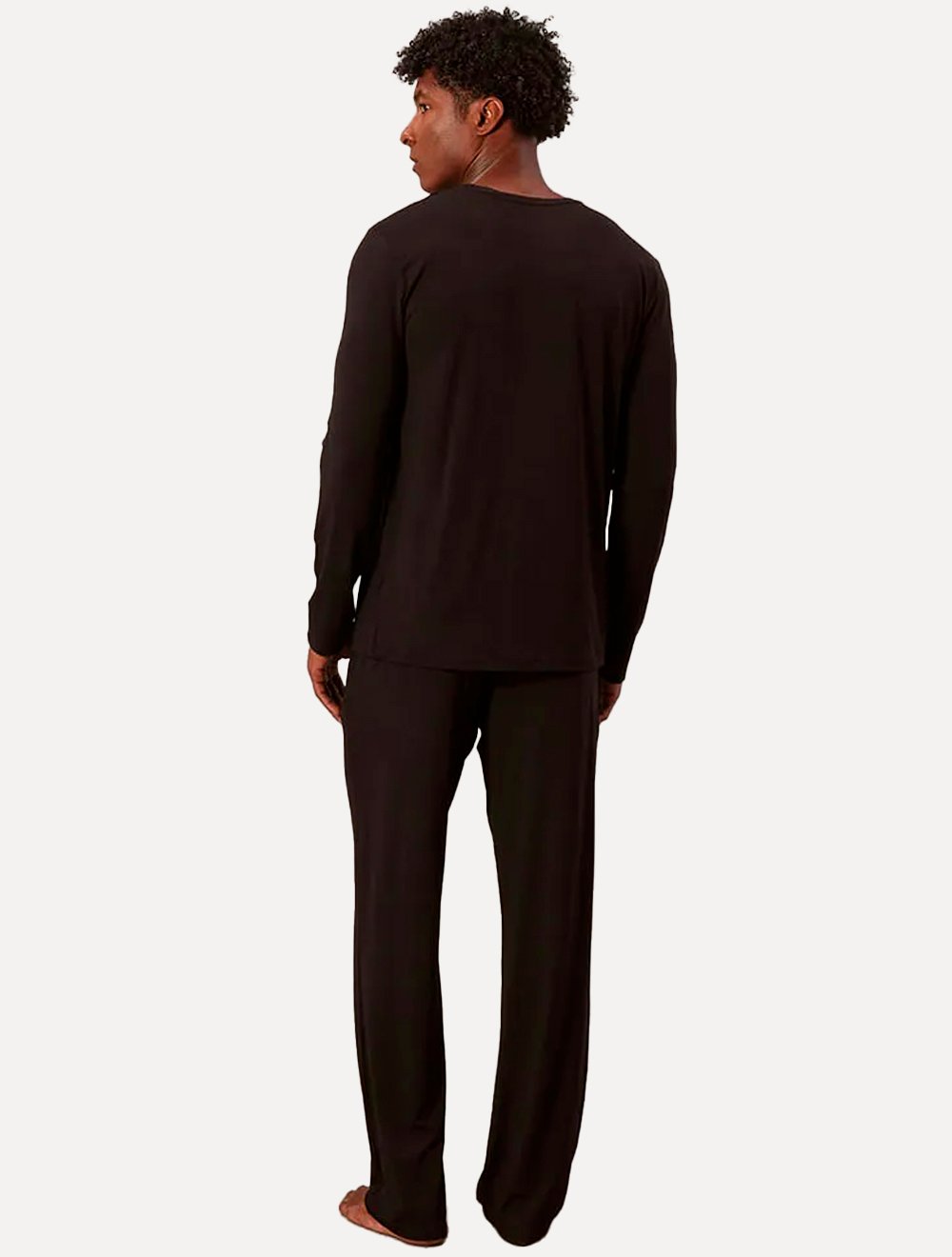 Pijama Calvin Klein Masculino Manga Longa Calça CK Modal Preto
