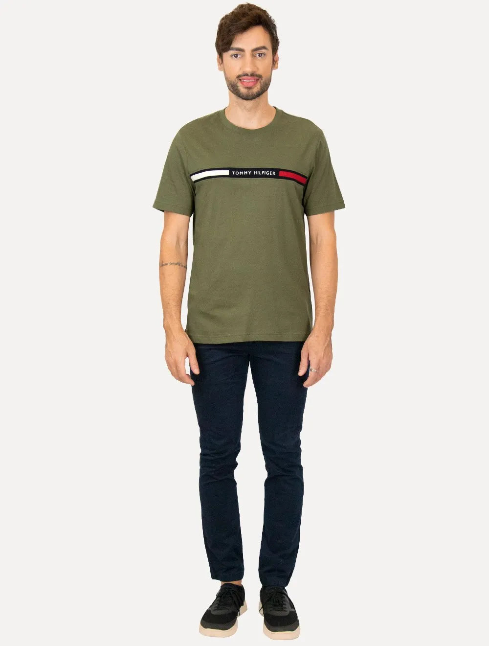 Camiseta Tommy Hilfiger Masculina Chest Insert Logo Verde Militar