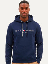 Moletom Tommy Hilfiger Masculino Hoodie Logo Core Azul Marinho