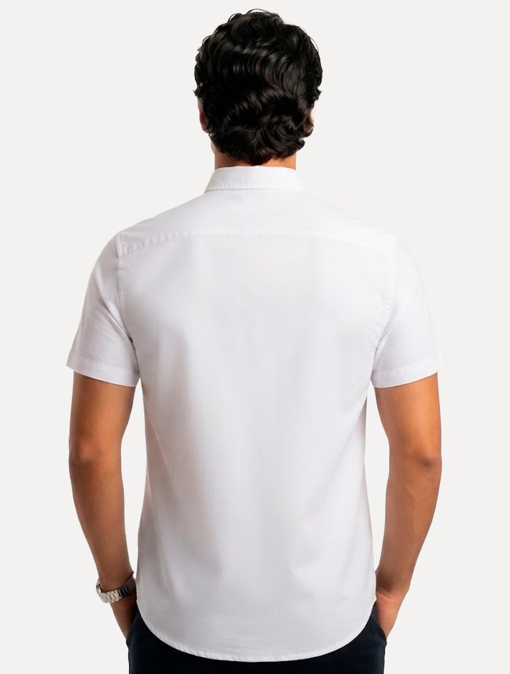 Camisa Dudalina Masculina Manga Curta Slim Superfine Cotton Tricoline Lisa Branca