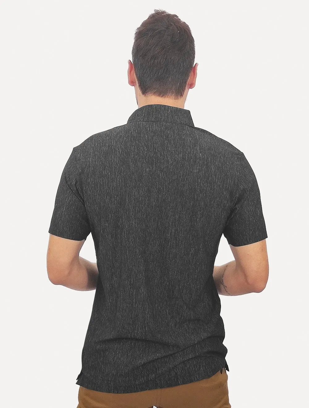 Polo Pacific Blue Masculina Basic Melange Preto Mescla