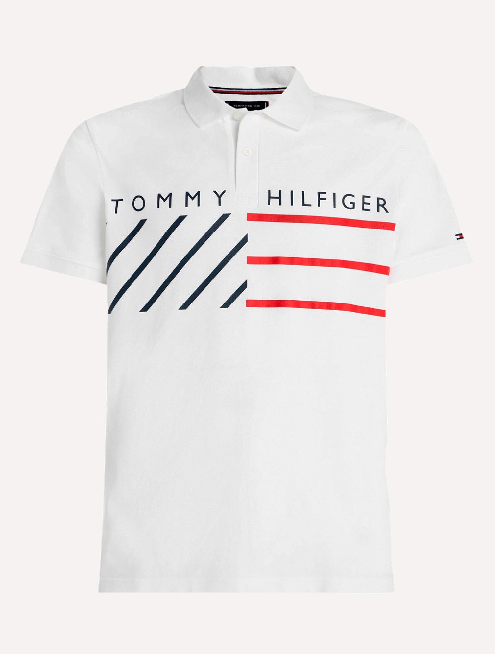 Polo Tommy Hilfiger Masculina Regular Piquet Brand Love Print Branca