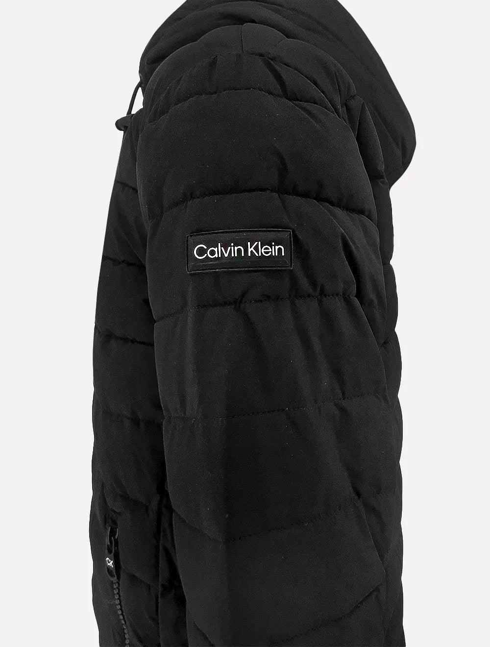 Jaqueta Calvin Klein Hoodie Matelassê Stripes Preta