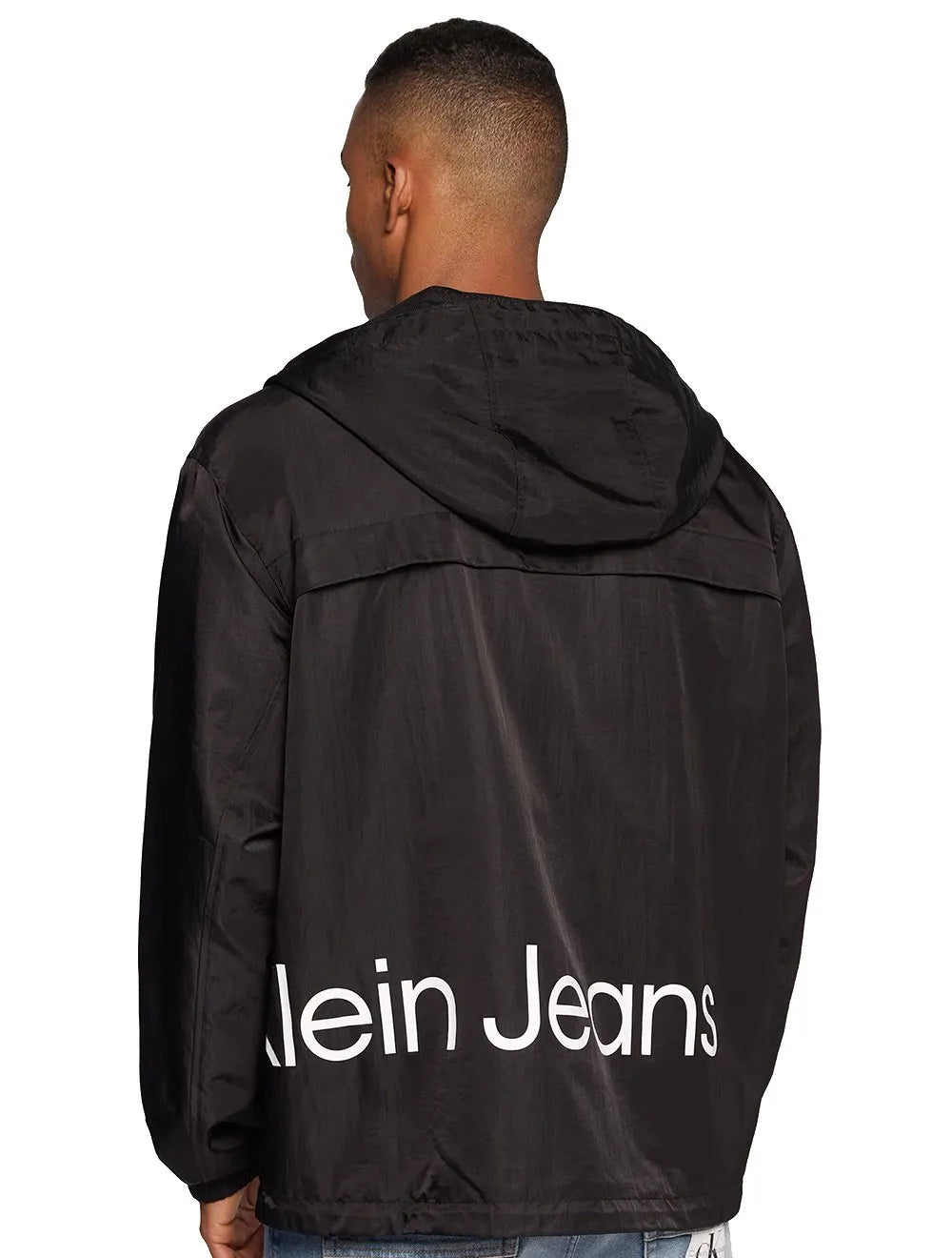 Jaqueta Calvin Klein Jeans Masculina Hoodie Colorblock Lateral Logo Preta