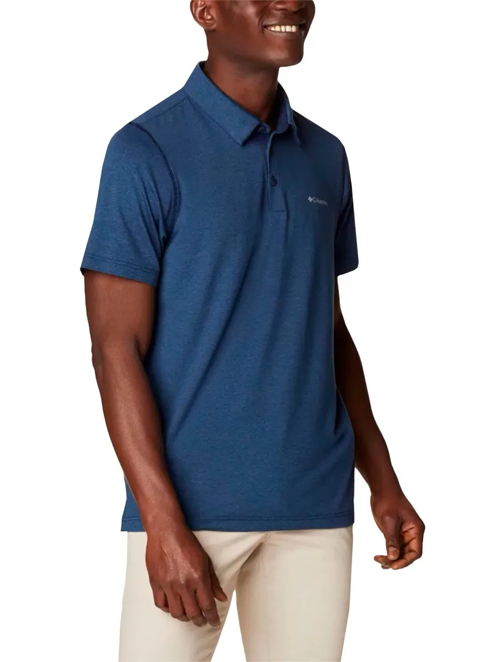 Polo Columbia Masculina Tech Trail Azul Escuro Mescla