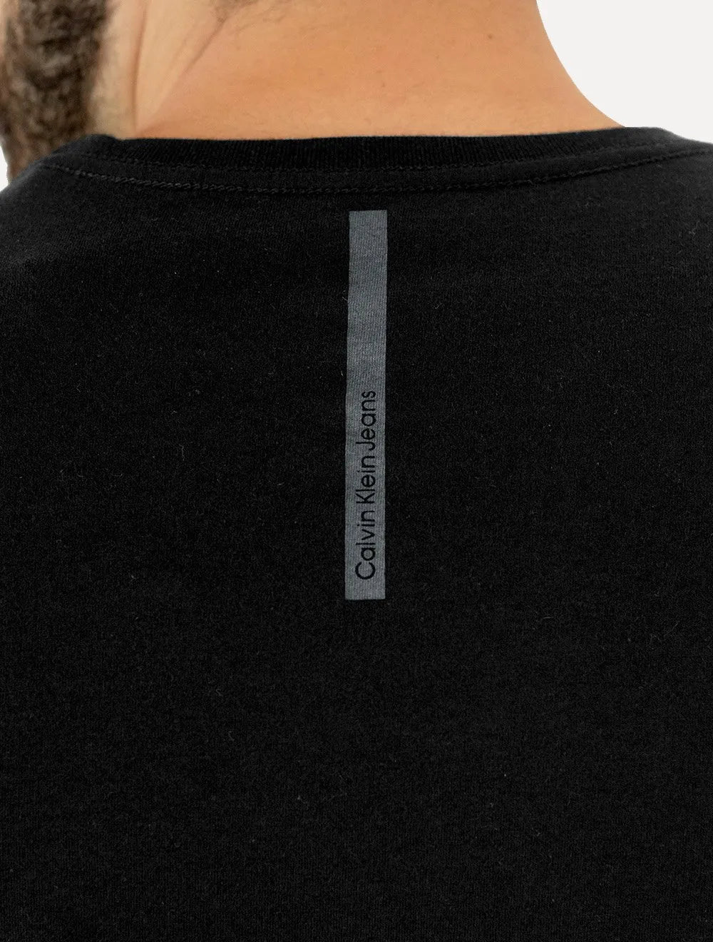 Camiseta Calvin Klein Jeans Masculina Manga Longa Institutional Grey Logo Preta