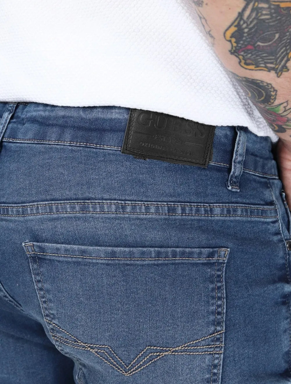Calça Guess Jeans Masculina Skinny Straight Azul Médio