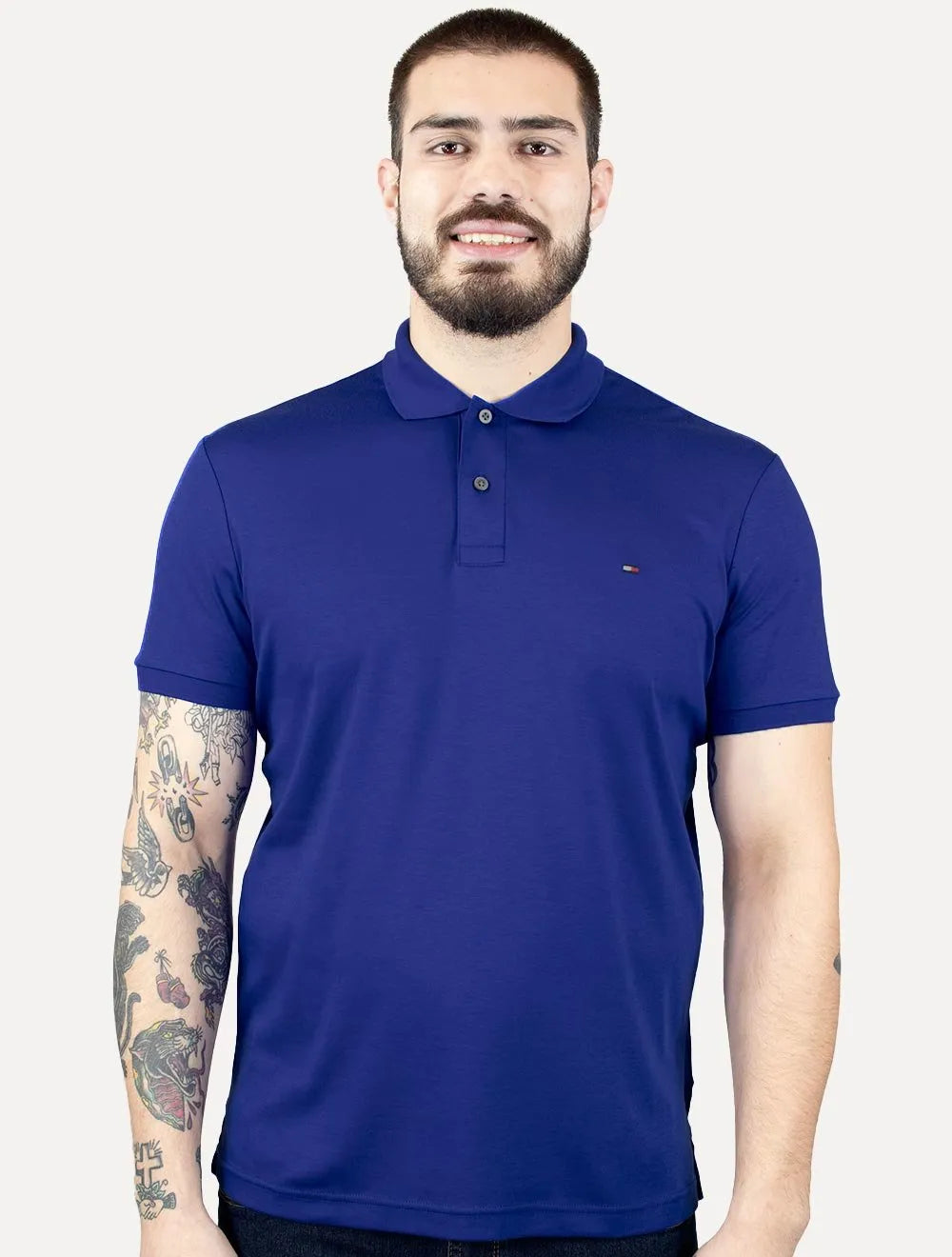 Polo Tommy Hilfiger Masculina Malha Liquid Cotton Seasonal Azul Royal
