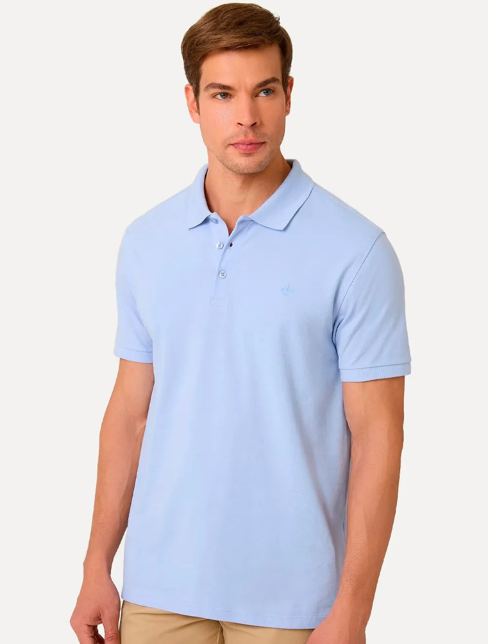 Polo Dudalina Piquet Essentials Cotton Basica Modal Azul Claro