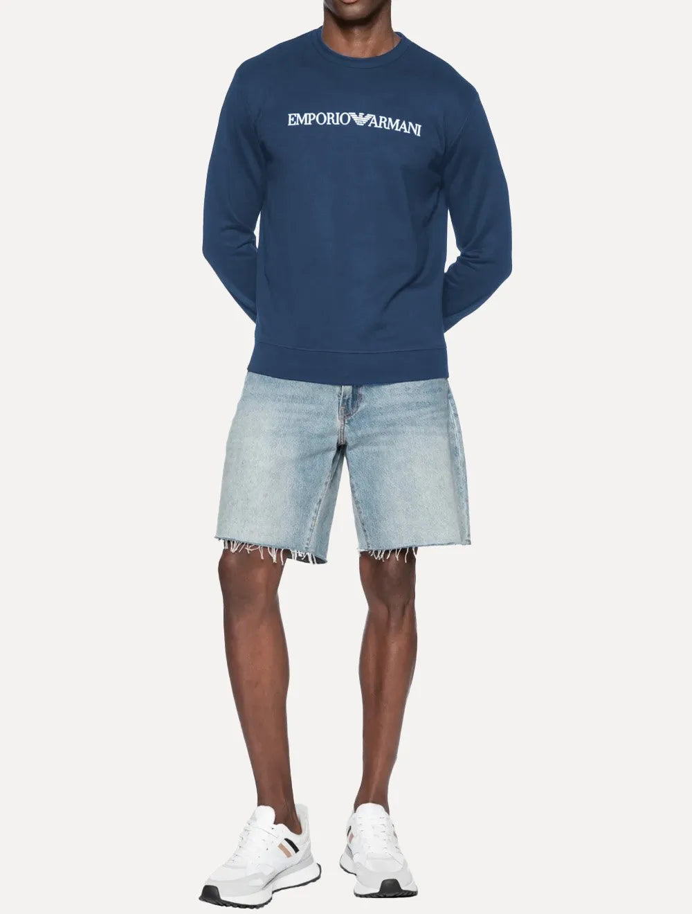 Blusa Moletom Empório Armani Masculina Chest Logo Azul