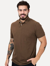 Polo Aramis Masculina Regular Basic Piquet Surton Mono Logo Marrom Escuro