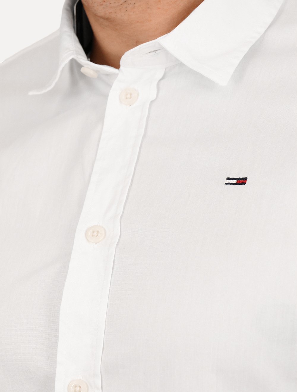 Camisa Tommy Jeans Masculina Slim Original Stretch Branca