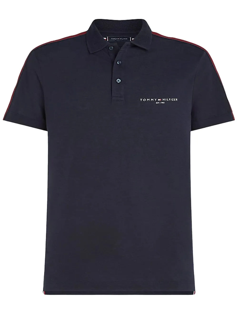 Polo Tommy Hilfiger Masculina Regular Global Stripe Shoulder Azul Marinho