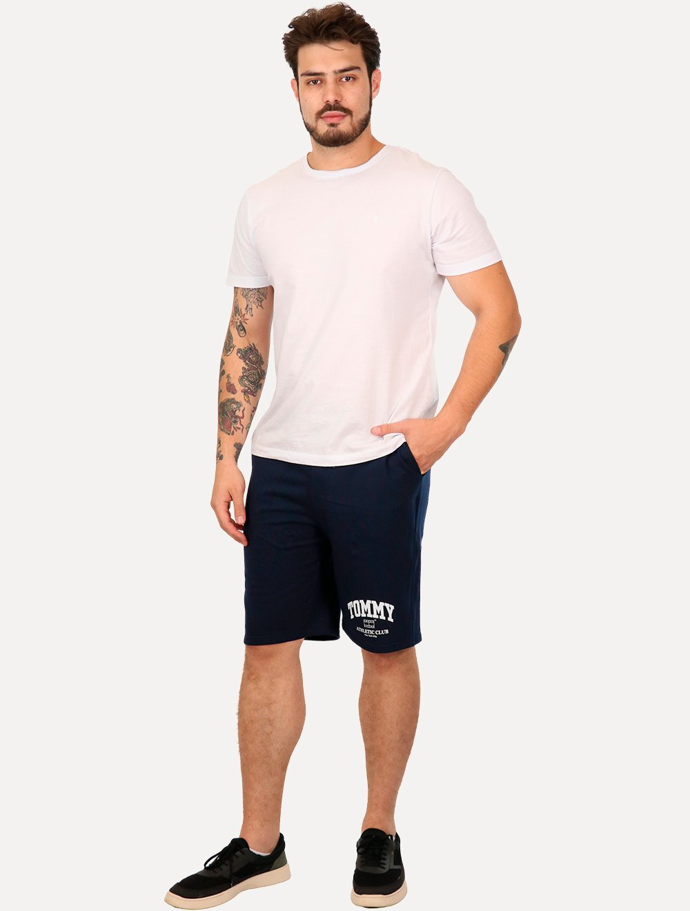 Bermuda Tommy Jeans Masculina Moletom Athletic Baseball Azul Marinho