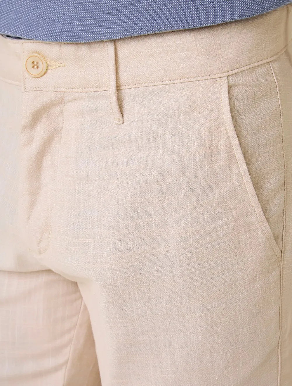 Bermuda Dudalina Masculina Slim Fit Textura Cáqui Claro