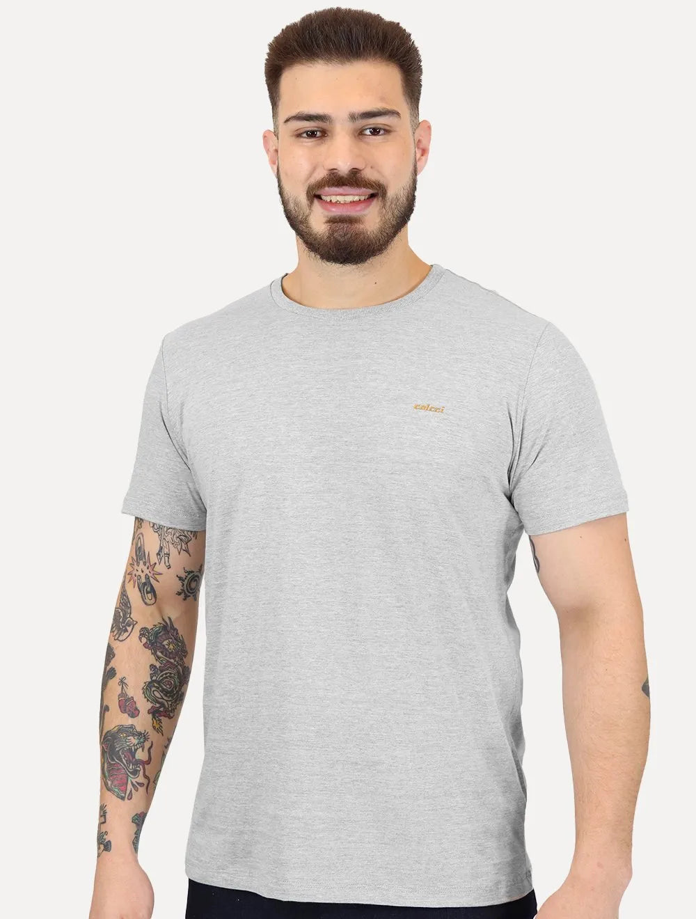 Camiseta Colcci Masculina Slim Back To Basics Cinza Mescla
