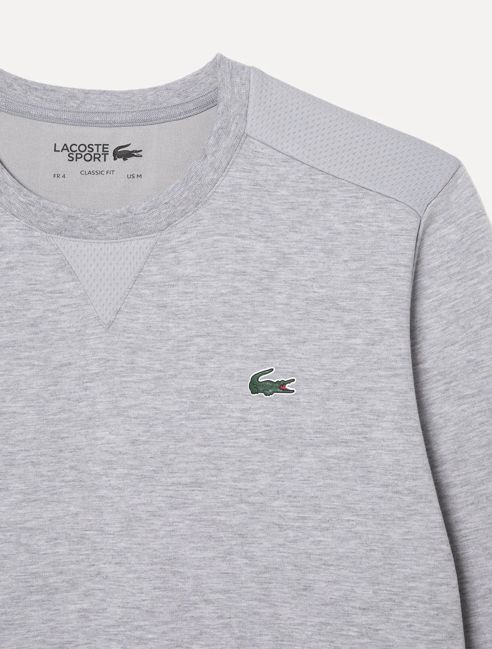 Moletom Lacoste Masculino Crewneck Sport Mesh Panels Cinza Mescla