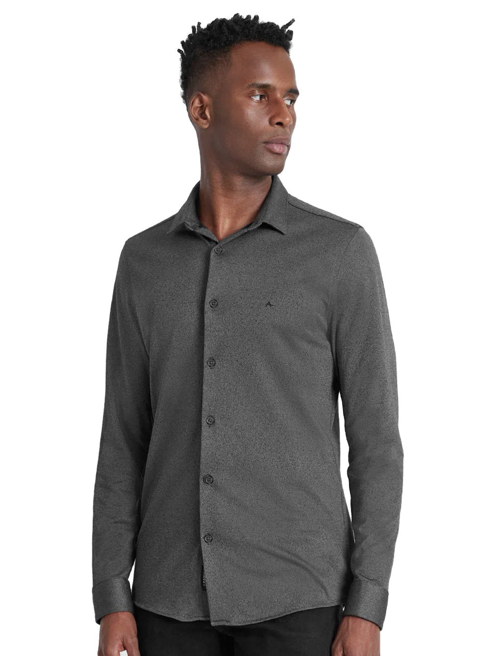 Camisa Aramis Masculina Manga Longa Slim Malha Dupla Chumbo