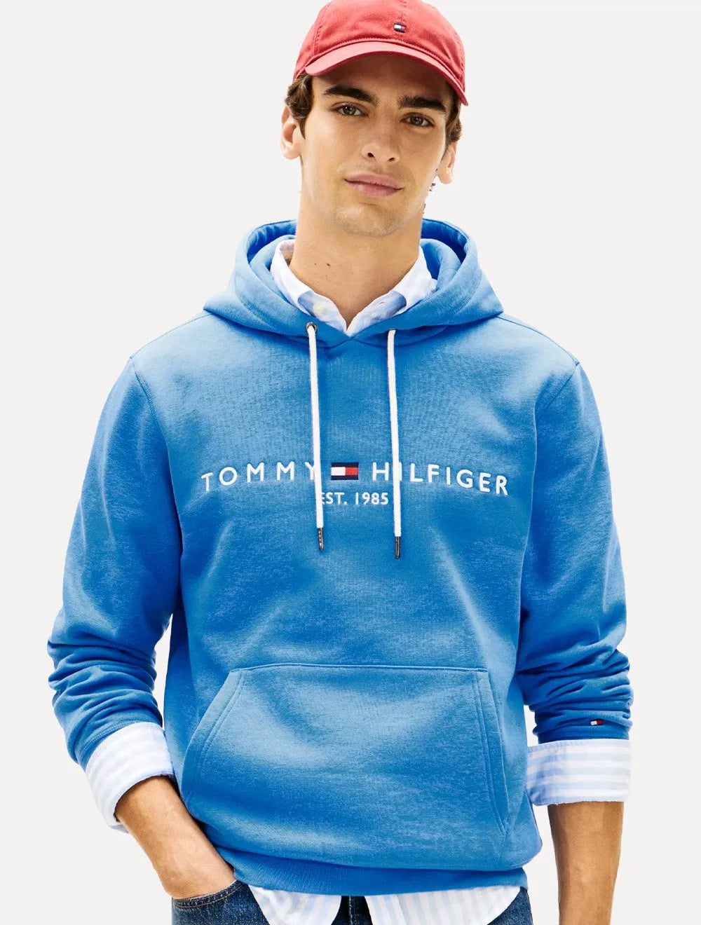 Moletom Tommy Hilfiger Masculino Hoodie Logo Core Azul