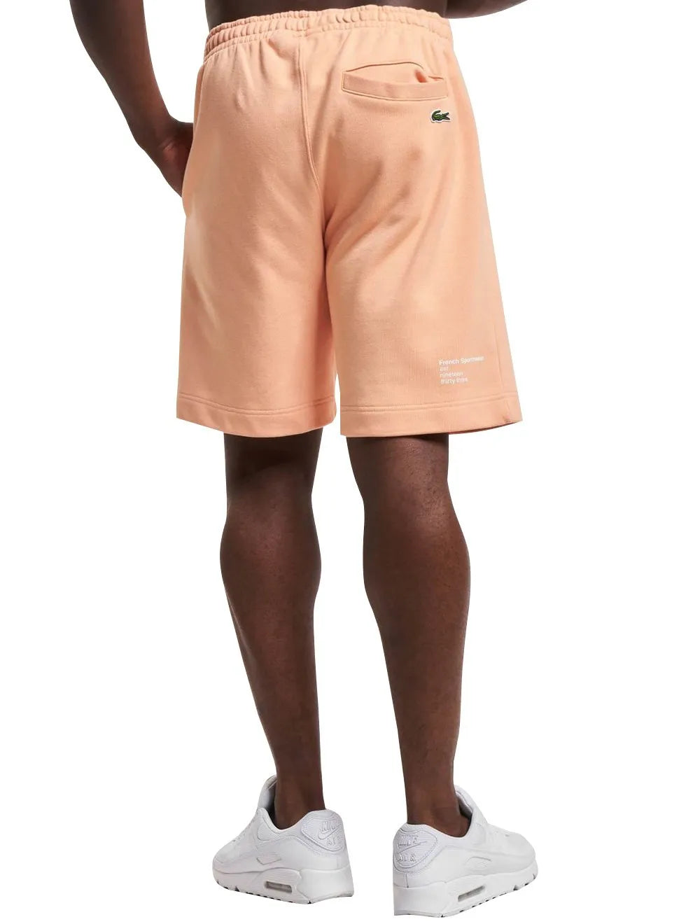 Bermuda Lacoste Moletom Masculina Embroidery Logo Laranja Claro
