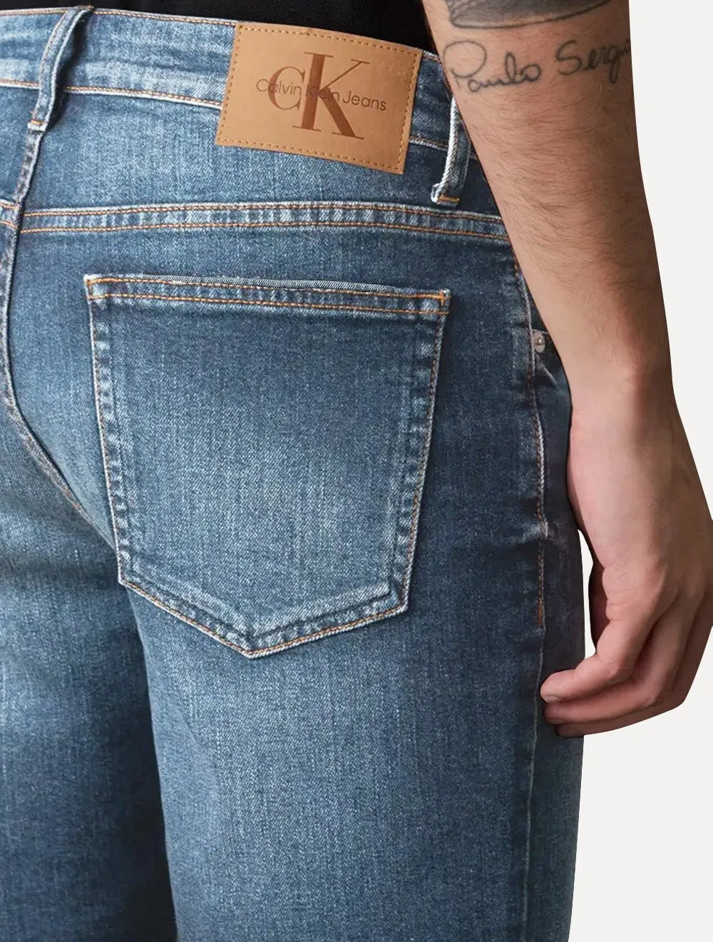 Bermuda Calvin Klein Jeans Masculina 5 Pockets Azul Médio