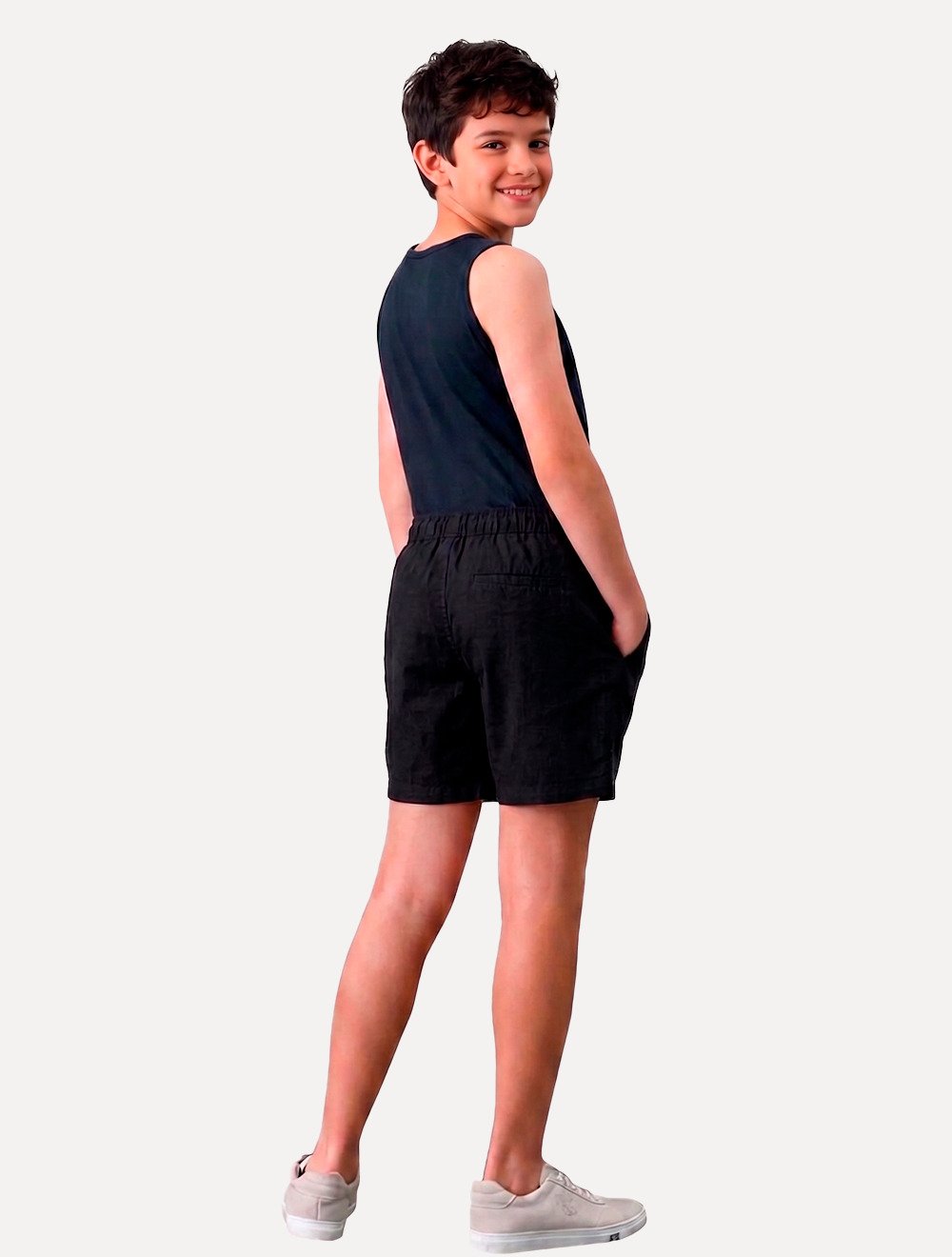Bermuda Calvin Klein Infantil Color Curta Paper Preta