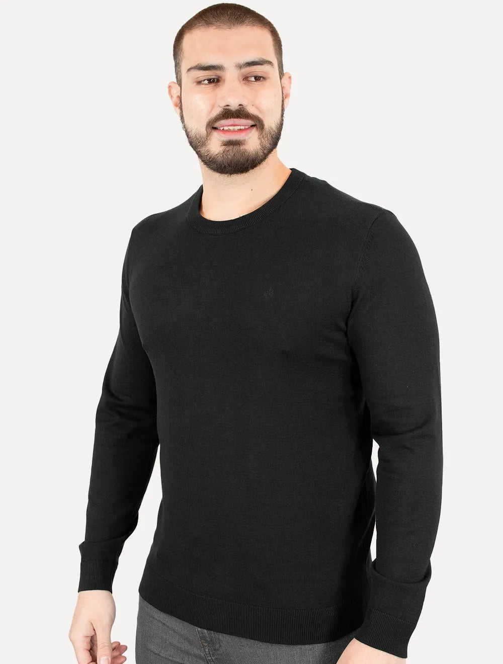 Suéter Calvin Klein Jeans Masculino Crewneck Tricot Mini Logo Preto