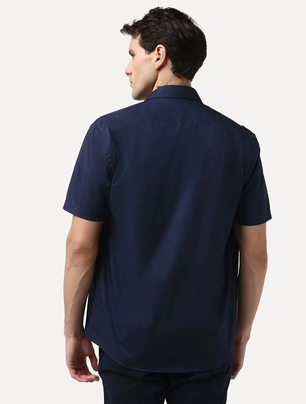 Camisa Aramis Masculina Manga Curta Tricoline Stretch Pocket Azul Marinho