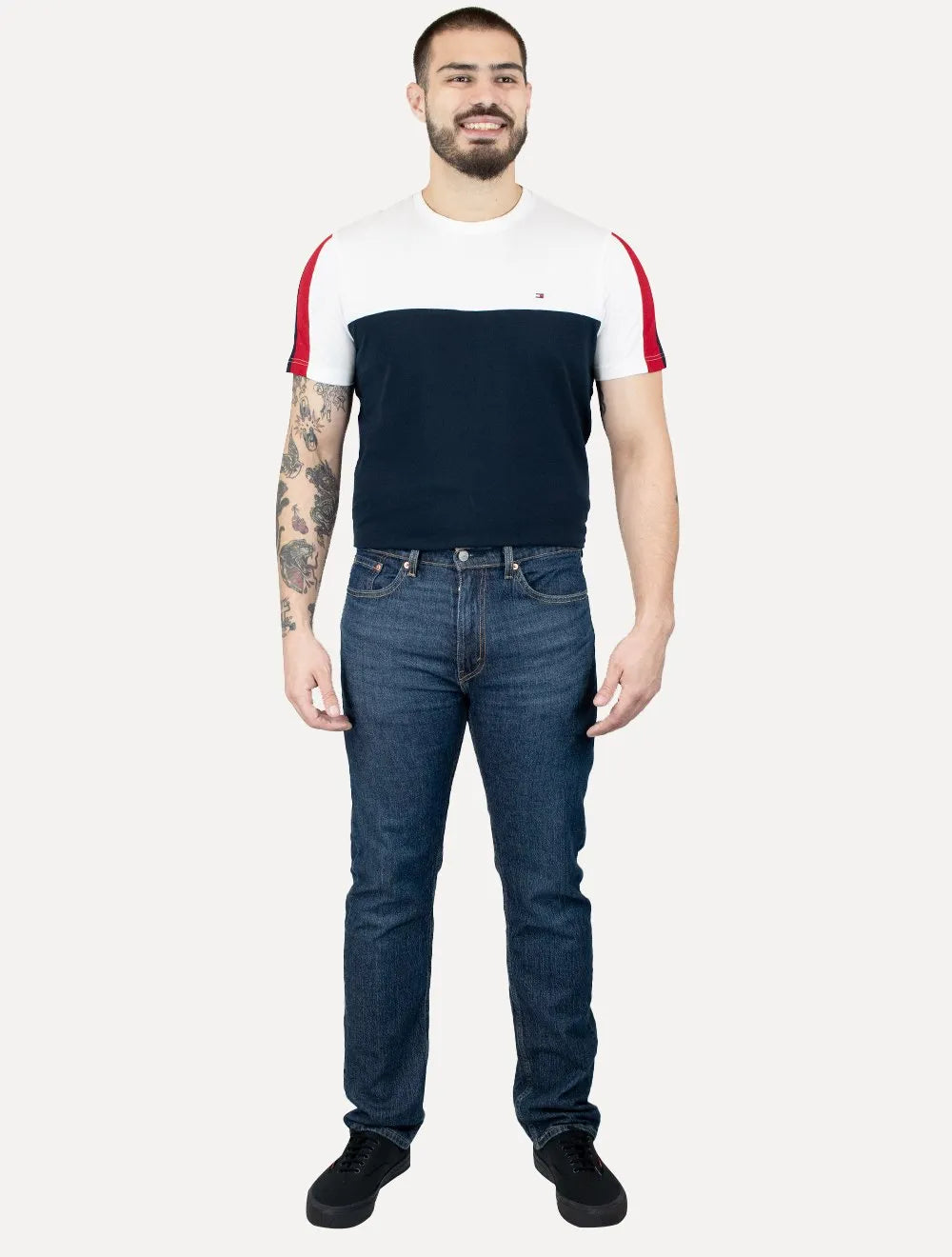 Calça Levis Jeans Masculina 505 Regular Stretch Hint Of Cool Azul Escuro