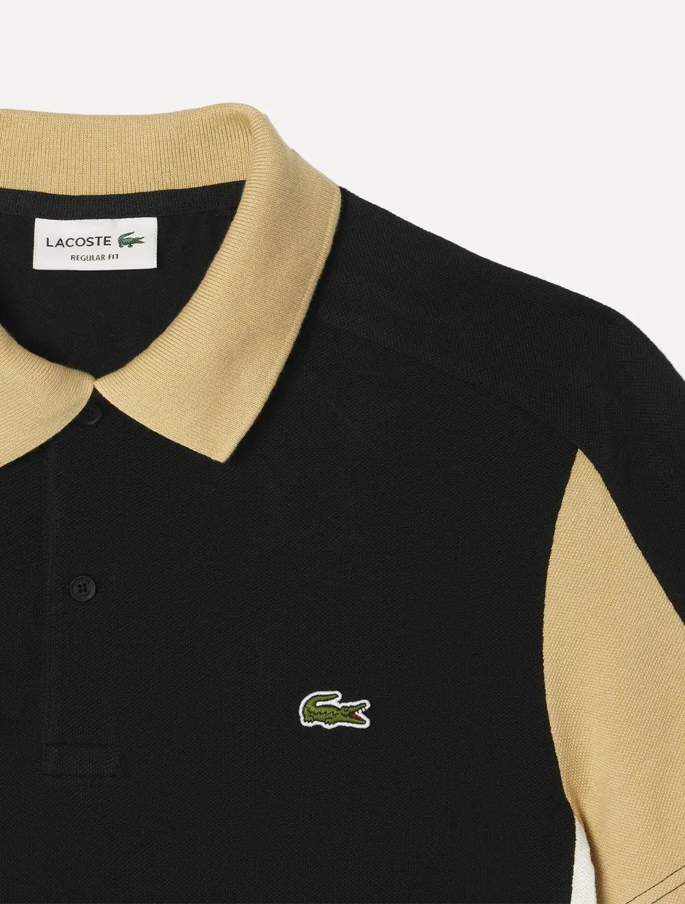 Polo Lacoste Masculina Piquet Cotton Colorblock Preta