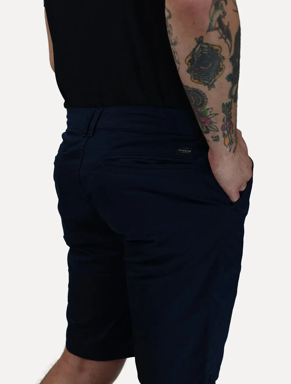 Bermuda King & Joe Masculina Slim Sarja Azul Marinho