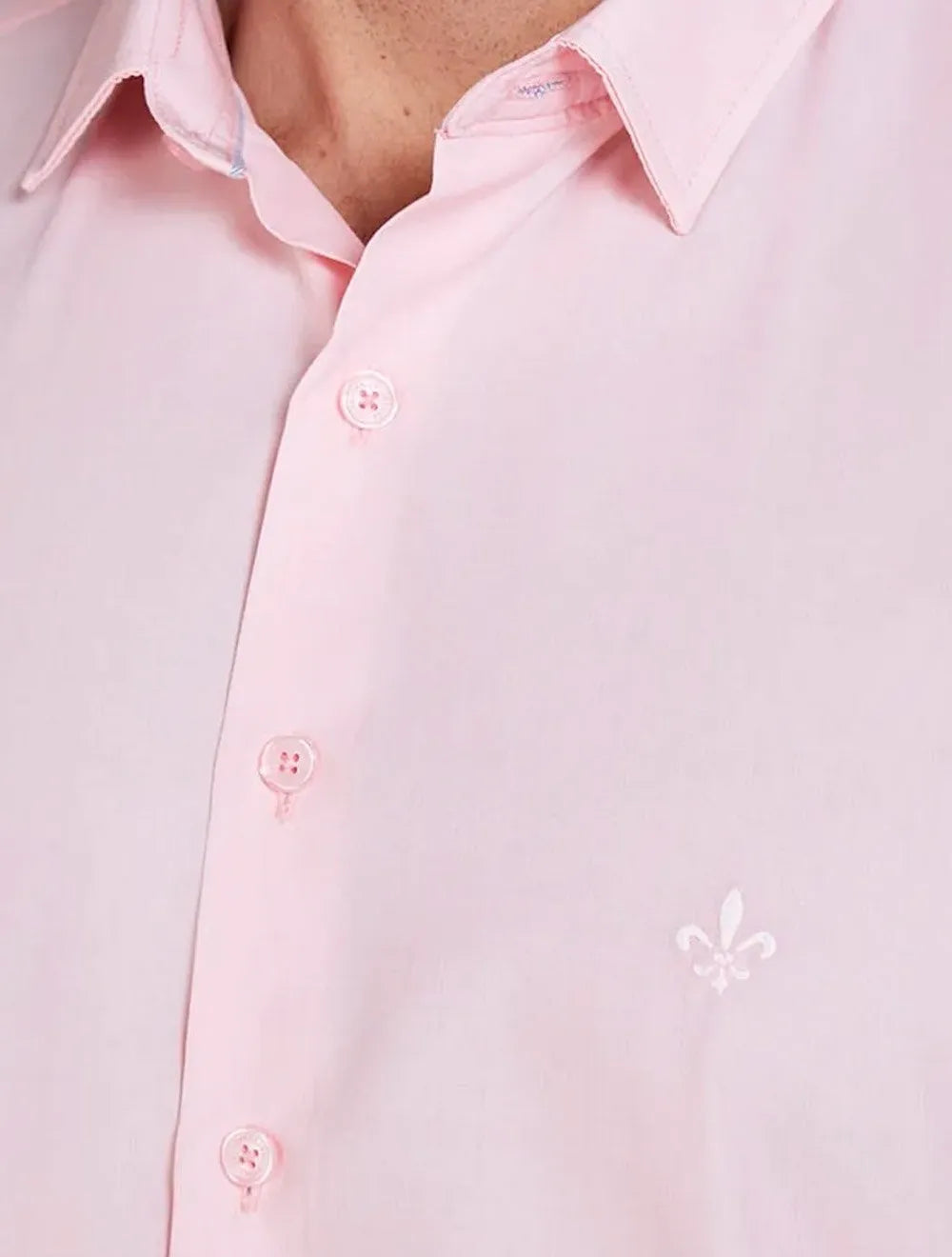 Camisa Dudalina Masculina Manga Curta Slim Wrinkle Free Rosa Claro