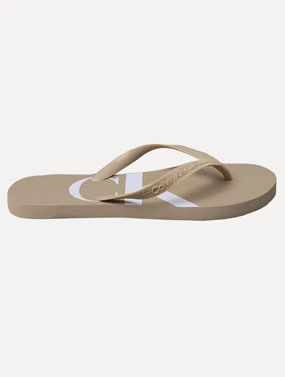 Chinelo Calvin Klein Jeans Logo Flow White Cáqui Médio