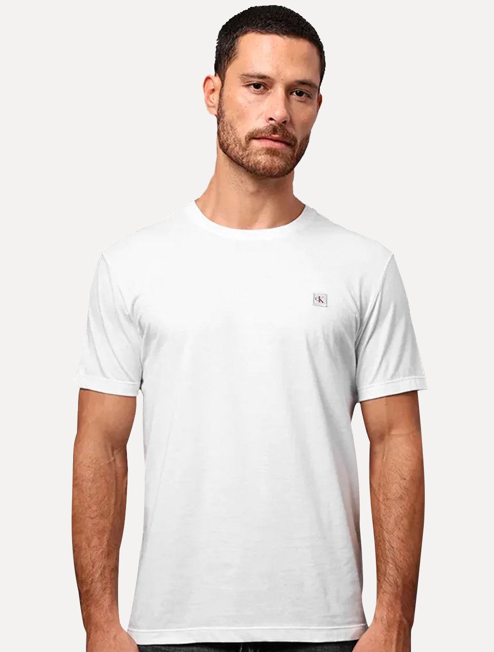Camiseta Calvin Klein Jeans Masculina CK Embroidery Patch Branca